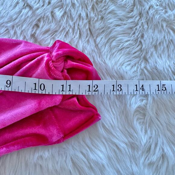 Sanctuary Velvet Puff Sleeve Mock Neck Top Pink Medium Barbiecore Preppy - Picture 9 of 10